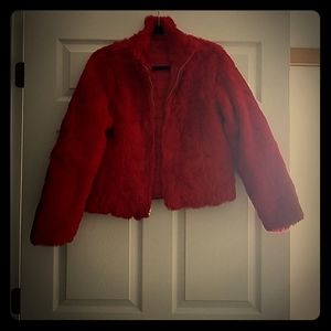 Red vintage fur jacket
